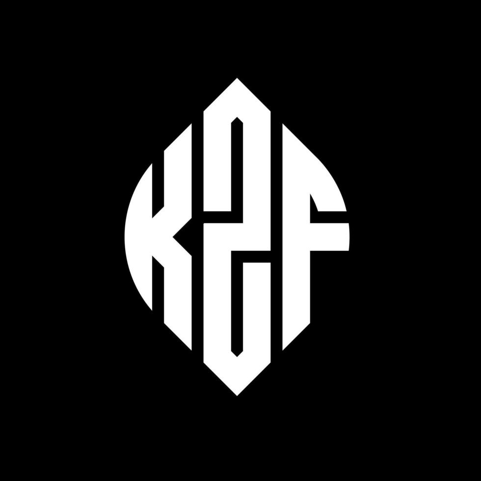 diseño de logotipo de letra de círculo kzf con forma de círculo y elipse. letras de elipse kzf con estilo tipográfico. las tres iniciales forman un logo circular. vector de marca de letra de monograma abstracto del emblema del círculo kzf.