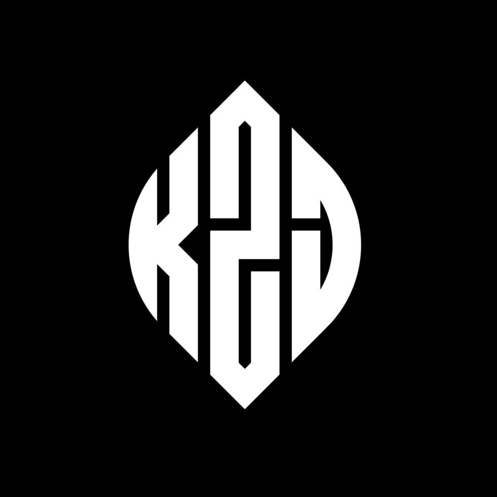 diseño de logotipo de letra circular kzj con forma de círculo y elipse. kzj letras elipses con estilo tipográfico. las tres iniciales forman un logo circular. vector de marca de letra de monograma abstracto del emblema del círculo kzj.