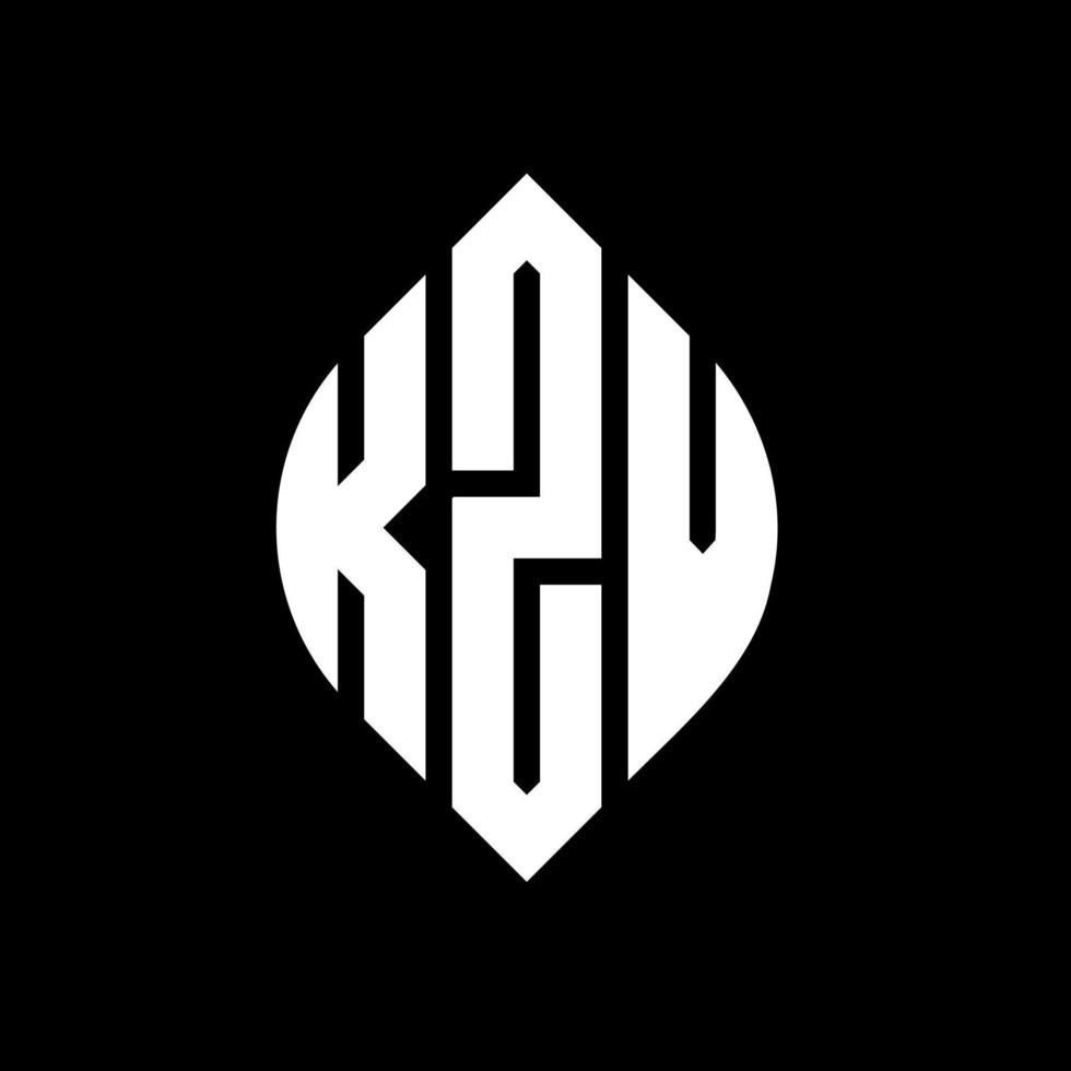 KZV circle letter logo design with circle and ellipse shape. KZV ellipse letters with typographic style. The three initials form a circle logo. KZV Circle Emblem Abstract Monogram Letter Mark Vector. vector