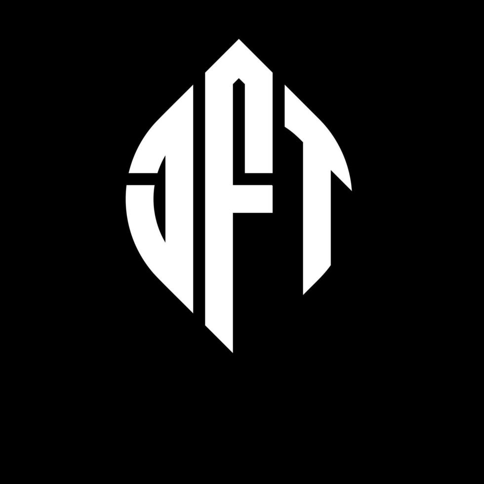 JFT circle letter logo design with circle and ellipse shape. JFT ellipse letters with typographic style. The three initials form a circle logo. JFT Circle Emblem Abstract Monogram Letter Mark Vector. vector