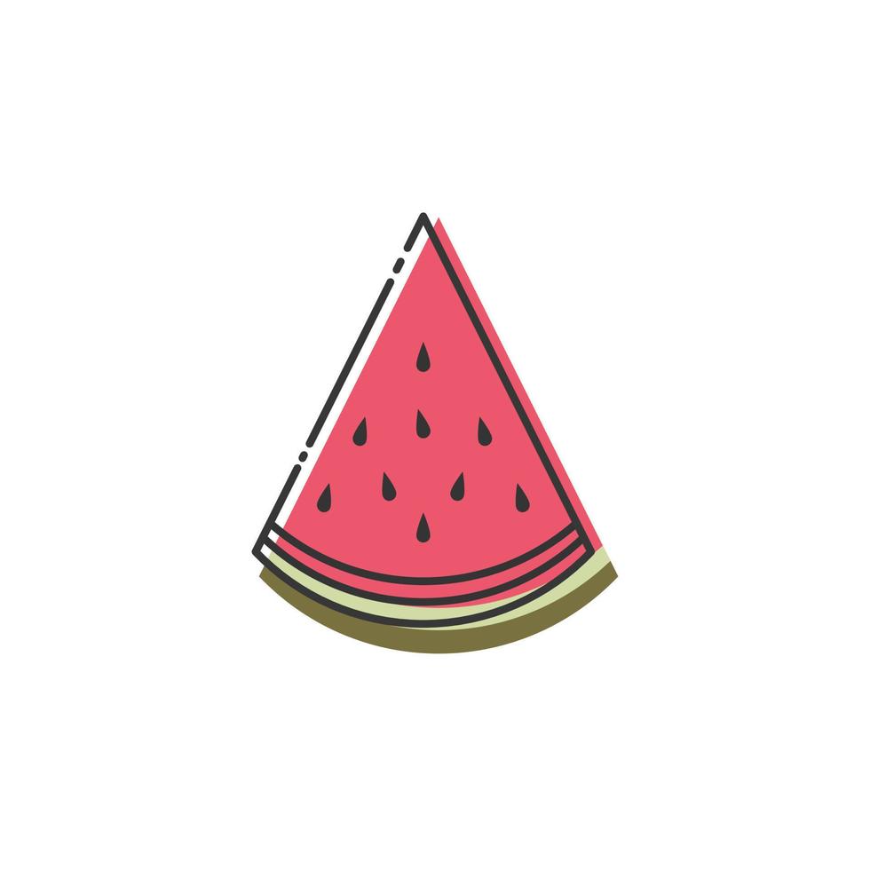 Watermelon vector isolated. Cartoon watermelon icon on white background