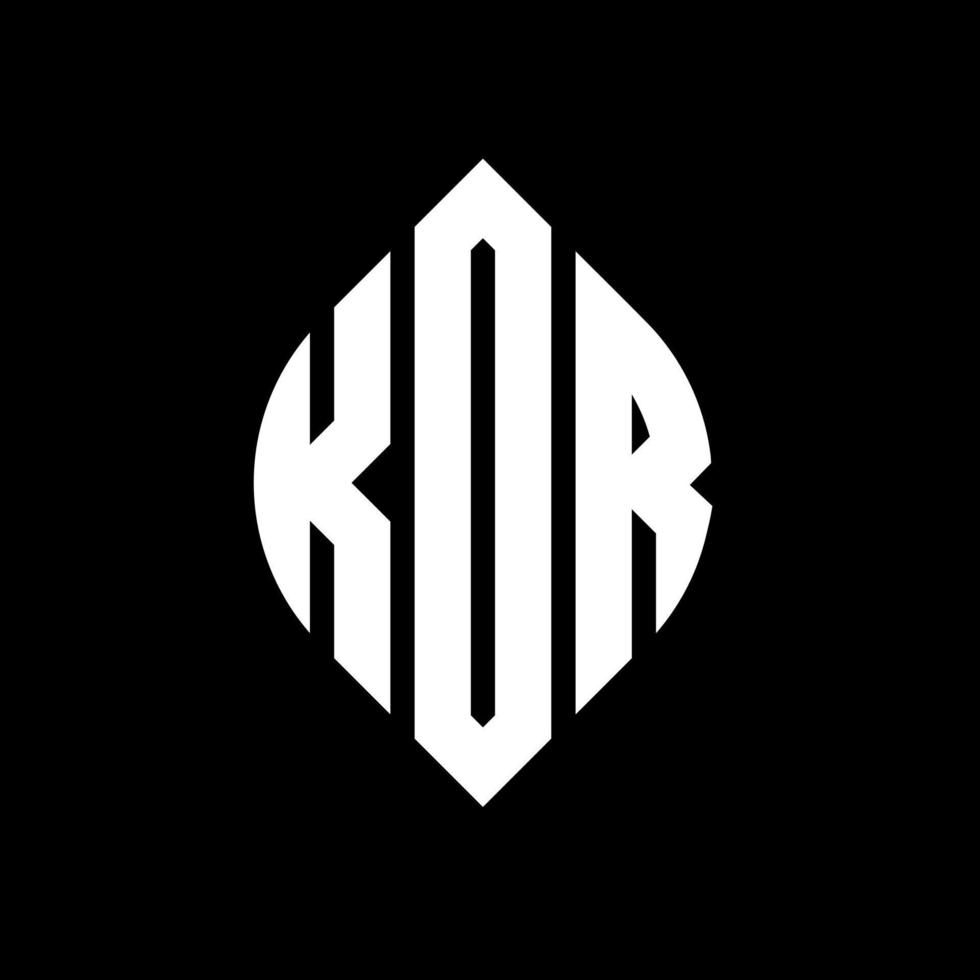 diseño de logotipo de letra de círculo kor con forma de círculo y elipse. letras de elipse kor con estilo tipográfico. las tres iniciales forman un logo circular. vector de marca de letra de monograma abstracto del emblema del círculo de kor.