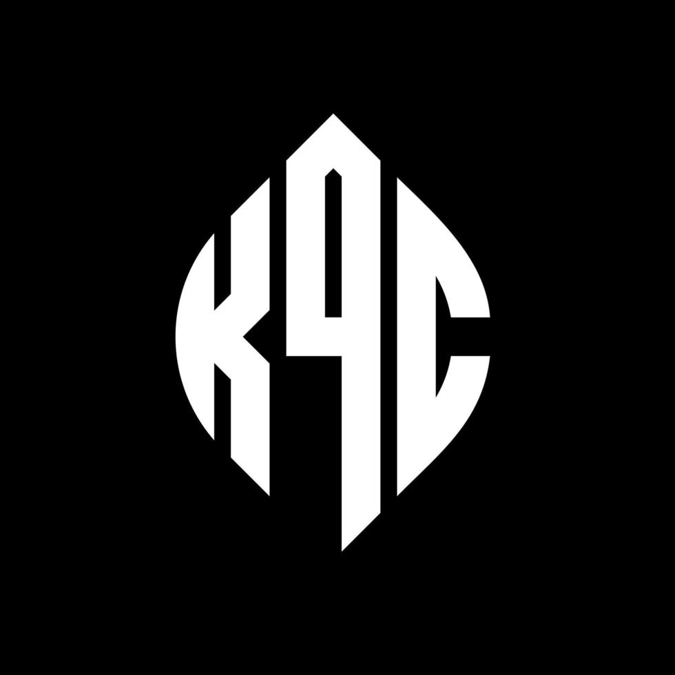 KQC circle letter logo design with circle and ellipse shape. KQC ellipse letters with typographic style. The three initials form a circle logo. KQC Circle Emblem Abstract Monogram Letter Mark Vector. vector