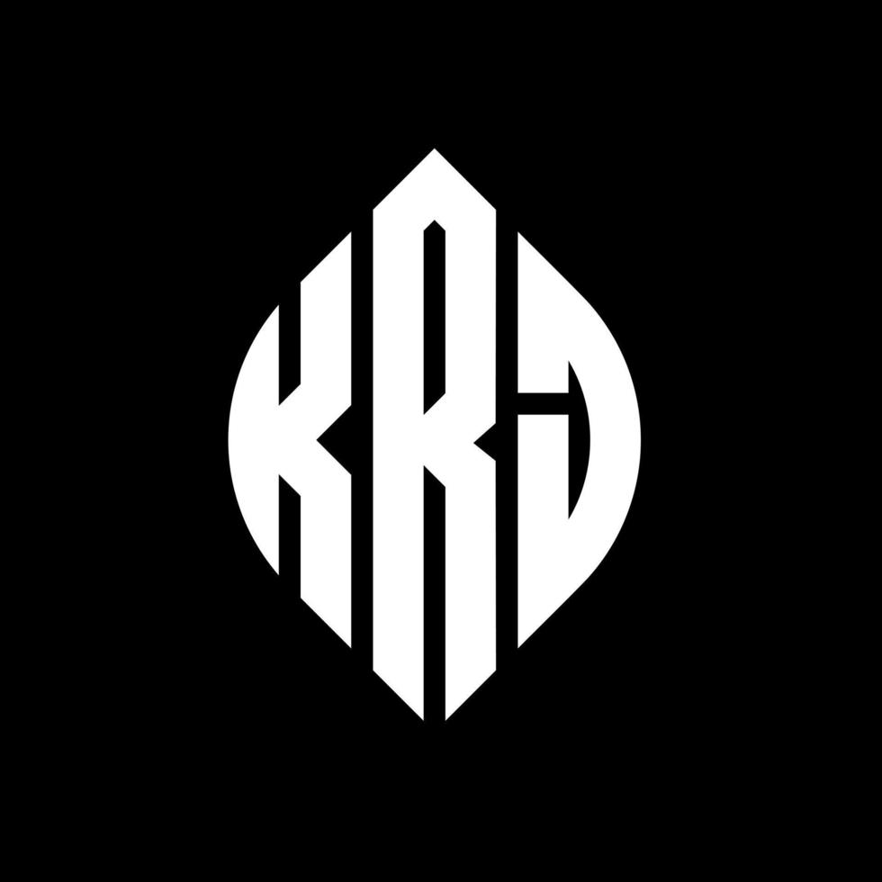 KRJ circle letter logo design with circle and ellipse shape. KRJ