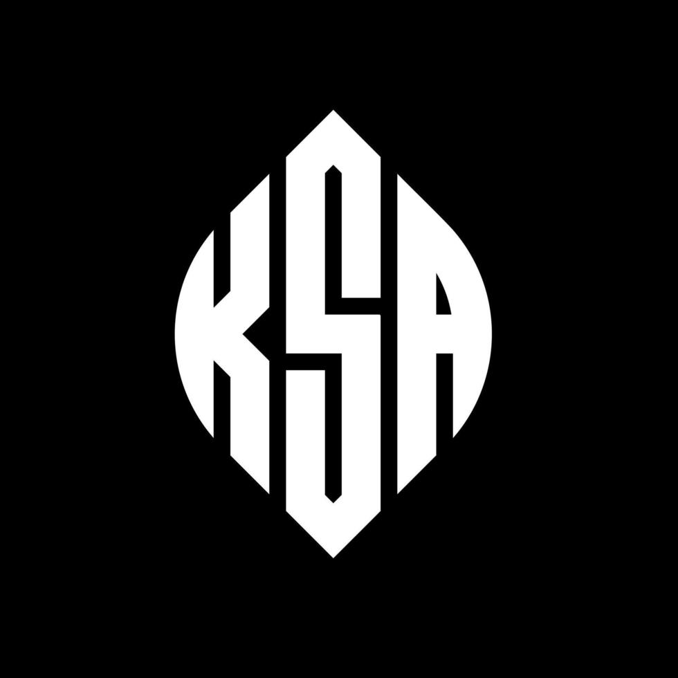 KSA circle letter logo design with circle and ellipse shape. KSA ellipse letters with typographic style. The three initials form a circle logo. KSA Circle Emblem Abstract Monogram Letter Mark Vector. vector