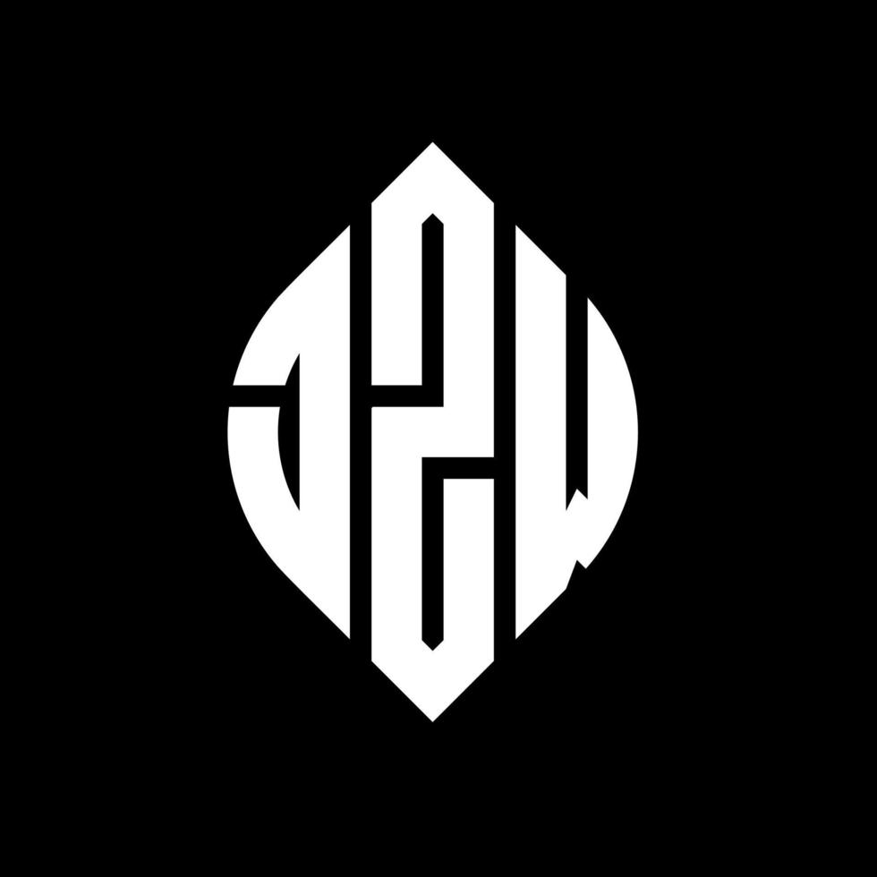 JZW circle letter logo design with circle and ellipse shape. JZW ellipse letters with typographic style. The three initials form a circle logo. JZW Circle Emblem Abstract Monogram Letter Mark Vector. vector