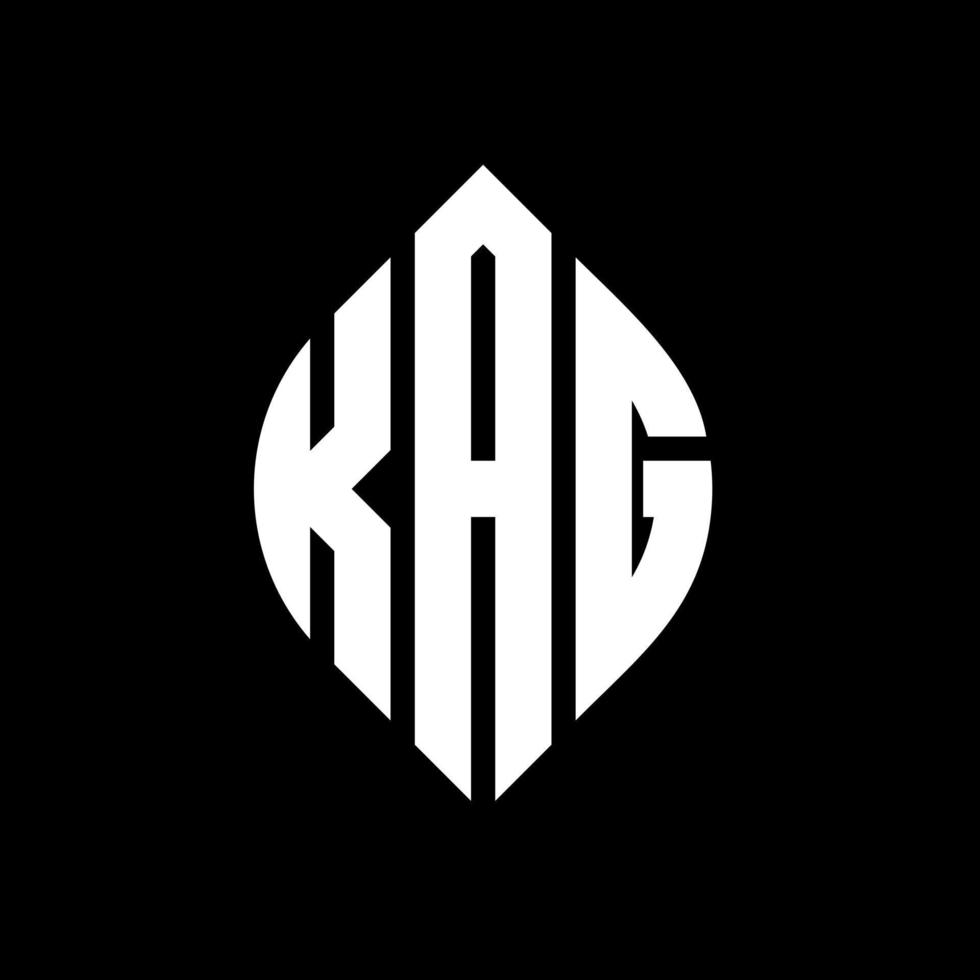 KAG circle letter logo design with circle and ellipse shape. KAG ellipse letters with typographic style. The three initials form a circle logo. KAG Circle Emblem Abstract Monogram Letter Mark Vector. vector