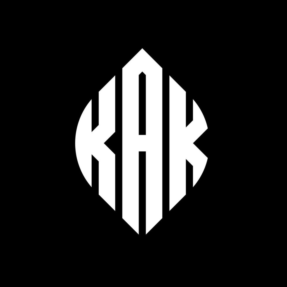 KAK circle letter logo design with circle and ellipse shape. KAK ellipse letters with typographic style. The three initials form a circle logo. KAK Circle Emblem Abstract Monogram Letter Mark Vector. vector