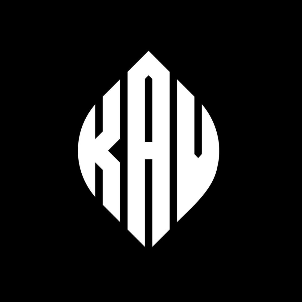 diseño de logotipo de letra de círculo kav con forma de círculo y elipse. kav letras elipses con estilo tipográfico. las tres iniciales forman un logo circular. vector de marca de letra de monograma abstracto del emblema del círculo kav.