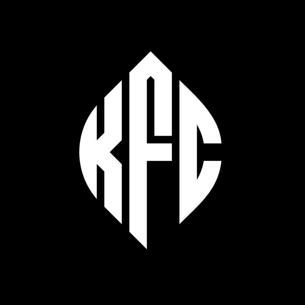 diseño de logotipo de letra de círculo kfc con forma de círculo y elipse. kfc letras elipses con estilo tipográfico. las tres iniciales forman un logo circular. vector de marca de letra de monograma abstracto del emblema del círculo kfc.