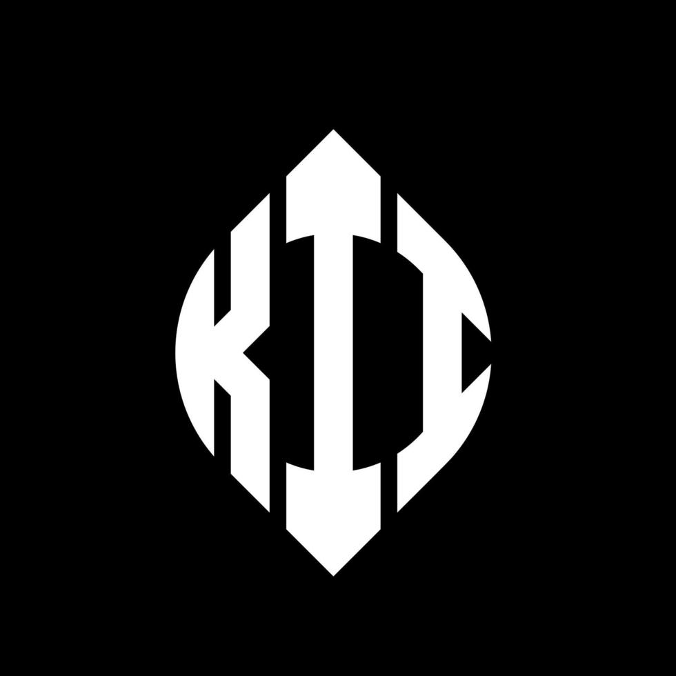 KII circle letter logo design with circle and ellipse shape. KII ellipse letters with typographic style. The three initials form a circle logo. KII Circle Emblem Abstract Monogram Letter Mark Vector. vector