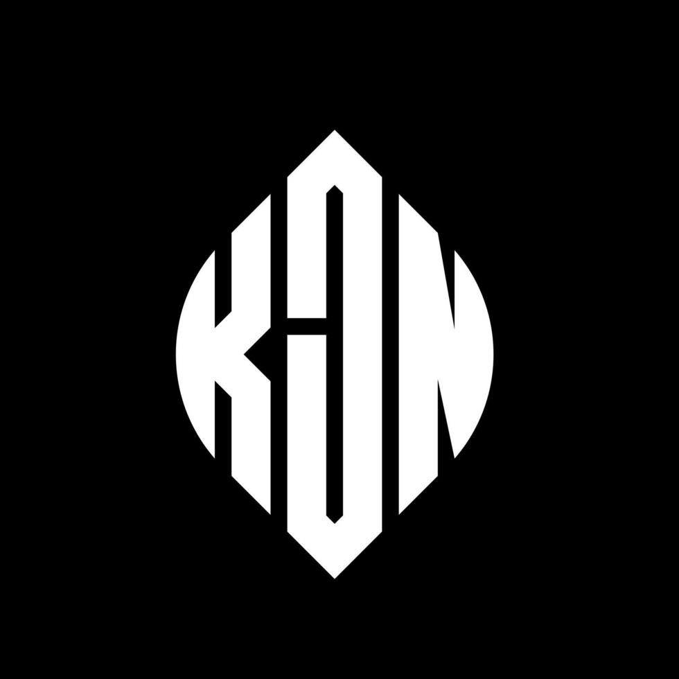 diseño de logotipo de letra de círculo kjn con forma de círculo y elipse. kjn letras elipses con estilo tipográfico. las tres iniciales forman un logo circular. vector de marca de letra de monograma abstracto del emblema del círculo kjn.