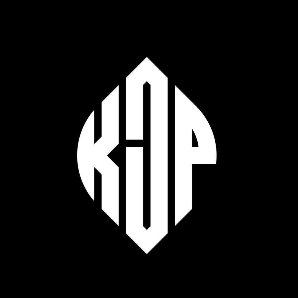 diseño de logotipo de letra de círculo kjp con forma de círculo y elipse. kjp letras elipses con estilo tipográfico. las tres iniciales forman un logo circular. vector de marca de letra de monograma abstracto del emblema del círculo kjp.