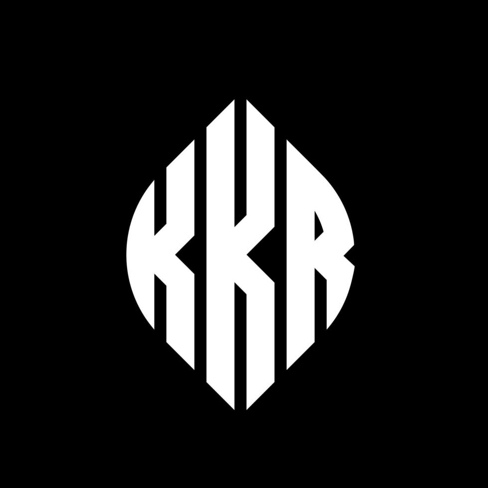 diseño de logotipo de letra de círculo kkr con forma de círculo y elipse. kkr letras elipses con estilo tipográfico. las tres iniciales forman un logo circular. Vector de marca de letra de monograma abstracto del emblema del círculo kkr.