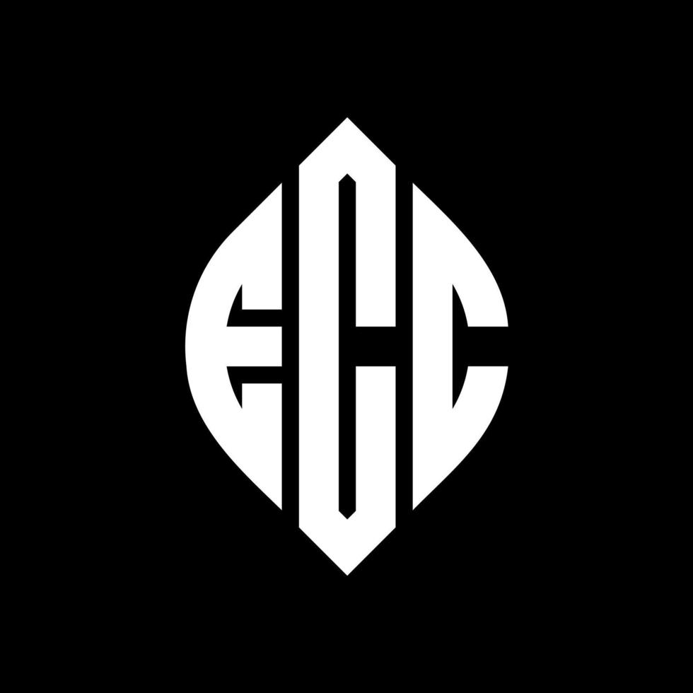 ECC circle letter logo design with circle and ellipse shape. ECC ellipse letters with typographic style. The three initials form a circle logo. ECC Circle Emblem Abstract Monogram Letter Mark Vector. vector