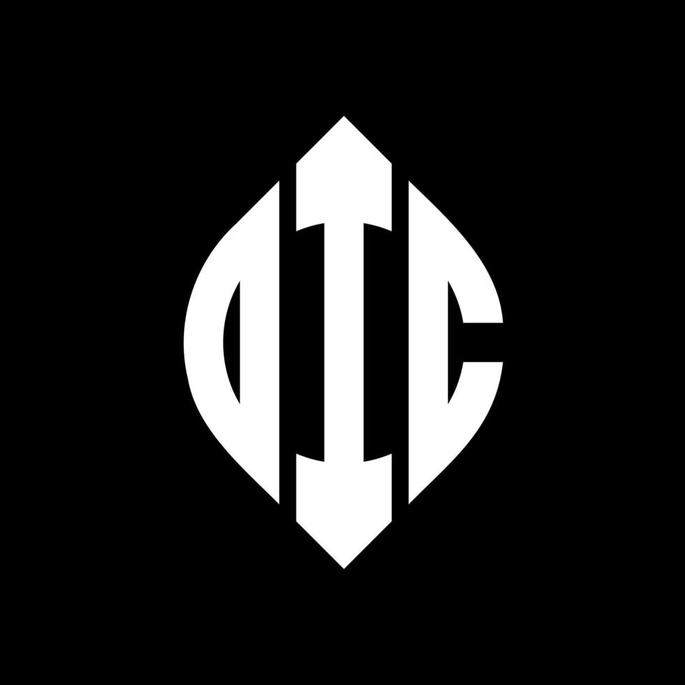 DIC circle letter logo design with circle and ellipse shape. DIC ellipse letters with typographic style. The three initials form a circle logo. DIC Circle Emblem Abstract Monogram Letter Mark Vector. vector