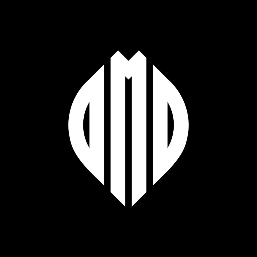 DMO circle letter logo design with circle and ellipse shape. DMO ellipse letters with typographic style. The three initials form a circle logo. DMO Circle Emblem Abstract Monogram Letter Mark Vector. vector