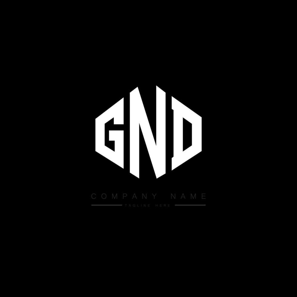 diseño de logotipo de letra gnd con forma de polígono. diseño de logotipo en forma de cubo y polígono gnd. gnd hexagon vector logo plantilla colores blanco y negro. monograma gnd, logotipo empresarial y inmobiliario.