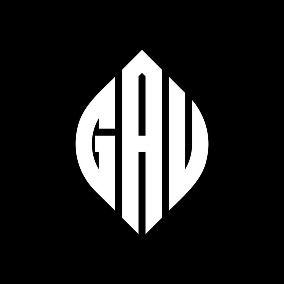 GAU circle letter logo design with circle and ellipse shape. GAU ellipse letters with typographic style. The three initials form a circle logo. GAU Circle Emblem Abstract Monogram Letter Mark Vector. vector