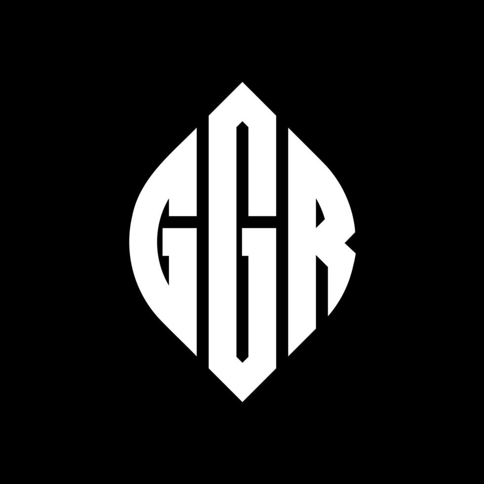 GGR circle letter logo design with circle and ellipse shape. GGR ellipse letters with typographic style. The three initials form a circle logo. GGR Circle Emblem Abstract Monogram Letter Mark Vector. vector