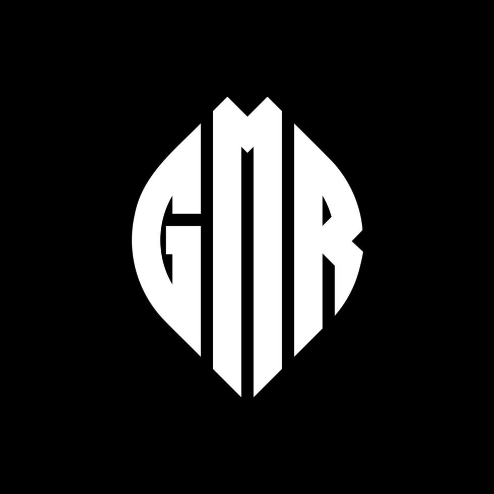 GMR circle letter logo design with circle and ellipse shape. GMR ellipse letters with typographic style. The three initials form a circle logo. GMR Circle Emblem Abstract Monogram Letter Mark Vector. vector