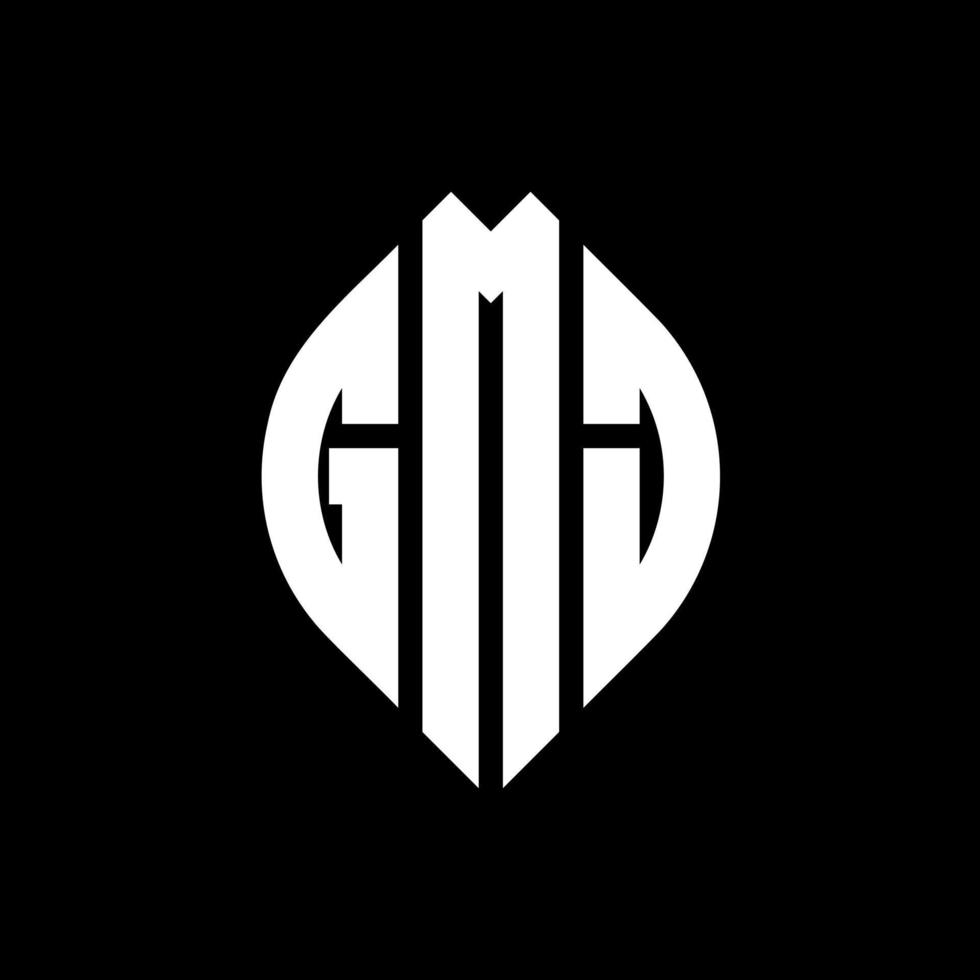GMJ circle letter logo design with circle and ellipse shape. GMJ ellipse letters with typographic style. The three initials form a circle logo. GMJ Circle Emblem Abstract Monogram Letter Mark Vector. vector