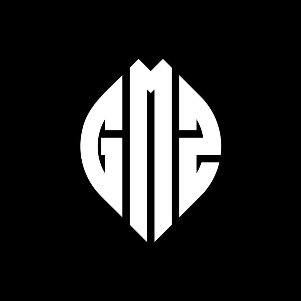 GMZ circle letter logo design with circle and ellipse shape. GMZ ellipse letters with typographic style. The three initials form a circle logo. GMZ Circle Emblem Abstract Monogram Letter Mark Vector. vector