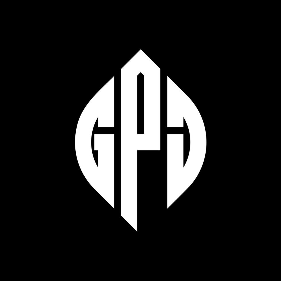 GPJ circle letter logo design with circle and ellipse shape. GPJ ellipse letters with typographic style. The three initials form a circle logo. GPJ Circle Emblem Abstract Monogram Letter Mark Vector. vector
