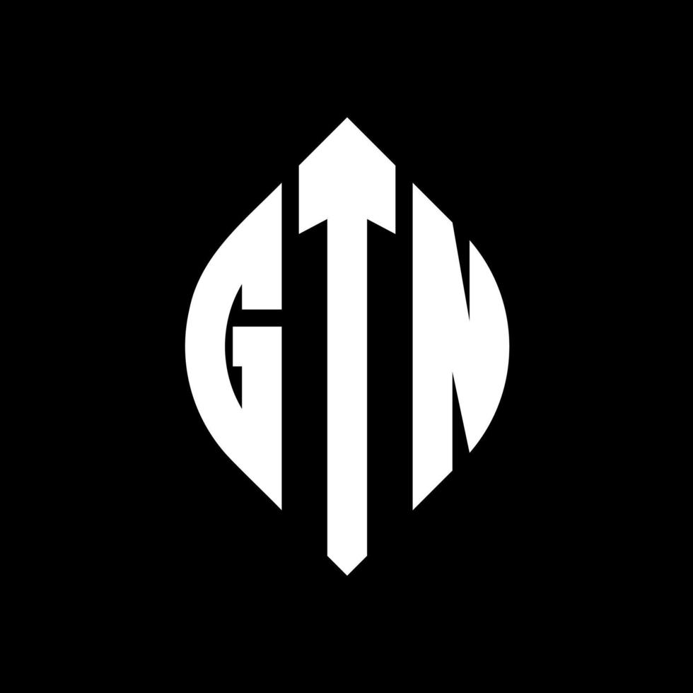 GTN circle letter logo design with circle and ellipse shape. GTN ellipse letters with typographic style. The three initials form a circle logo. GTN Circle Emblem Abstract Monogram Letter Mark Vector. vector
