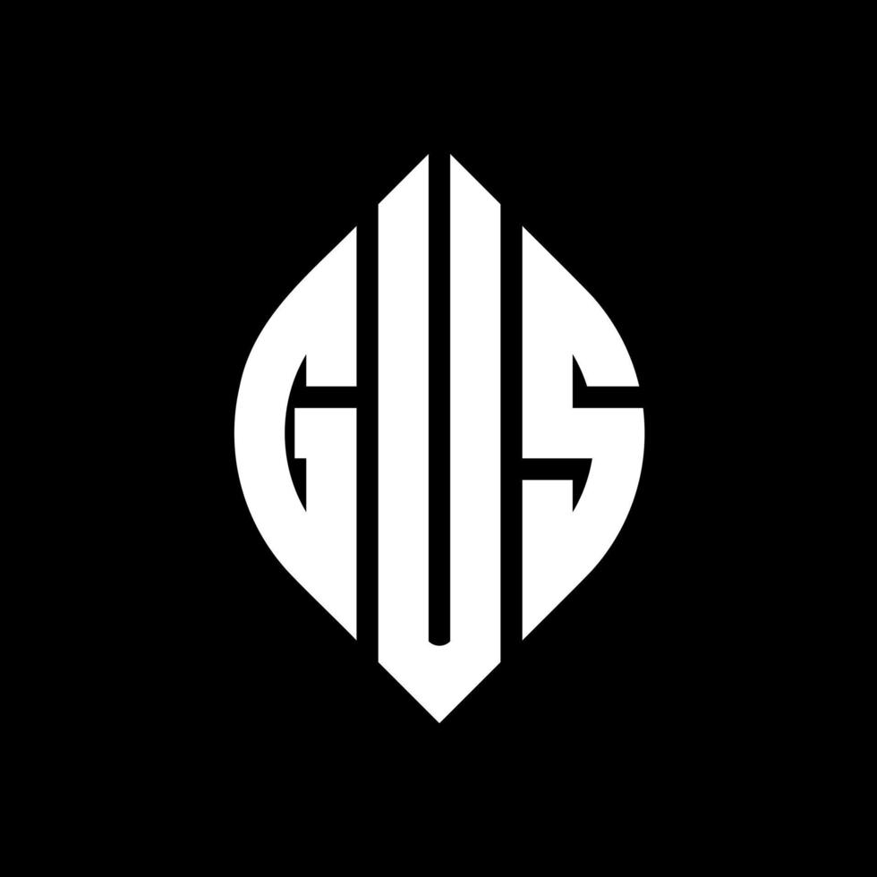 GUS circle letter logo design with circle and ellipse shape. GUS ellipse letters with typographic style. The three initials form a circle logo. GUS Circle Emblem Abstract Monogram Letter Mark Vector. vector