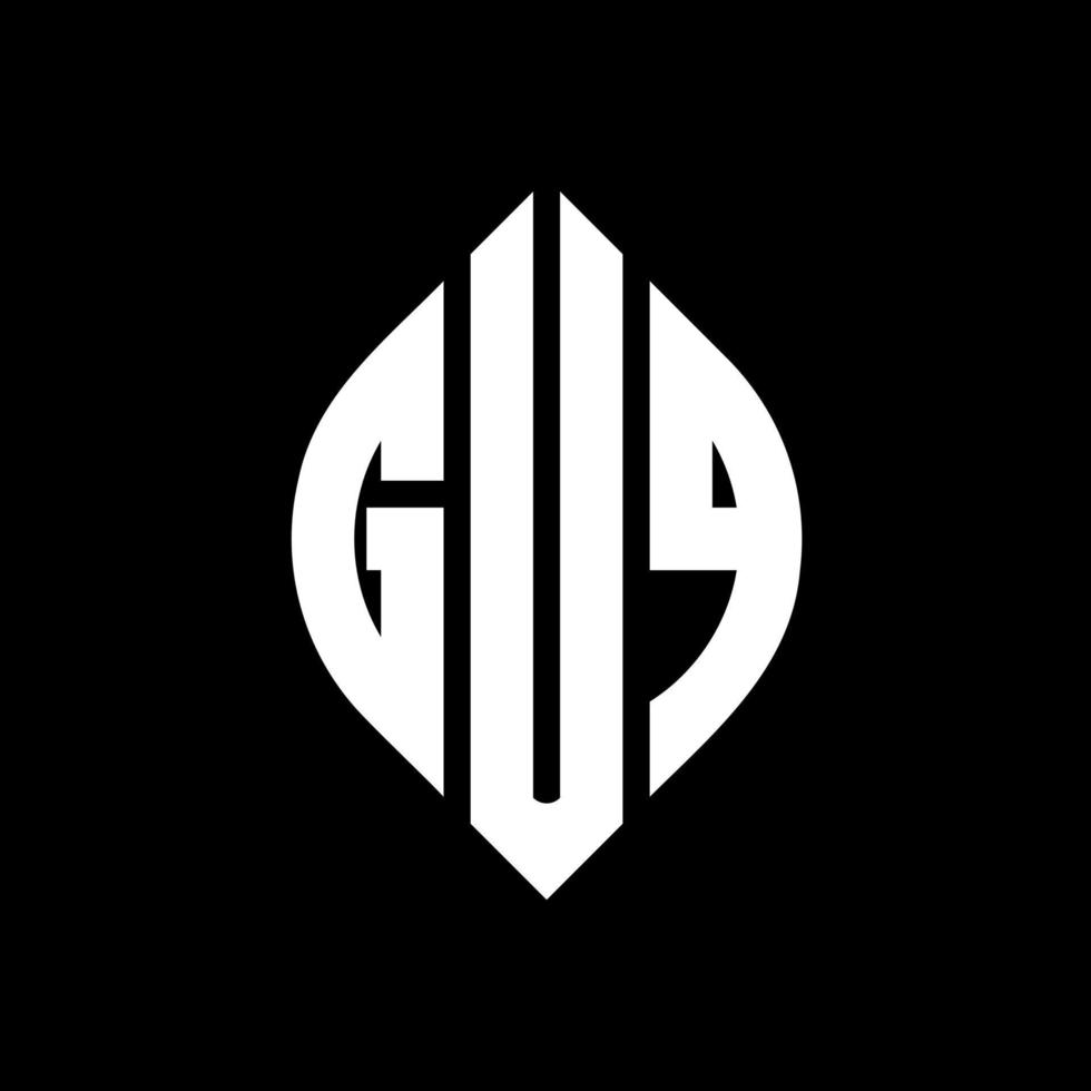 diseño de logotipo de letra de círculo guq con forma de círculo y elipse. letras de elipse guq con estilo tipográfico. las tres iniciales forman un logo circular. vector de marca de letra de monograma abstracto del emblema del círculo guq.