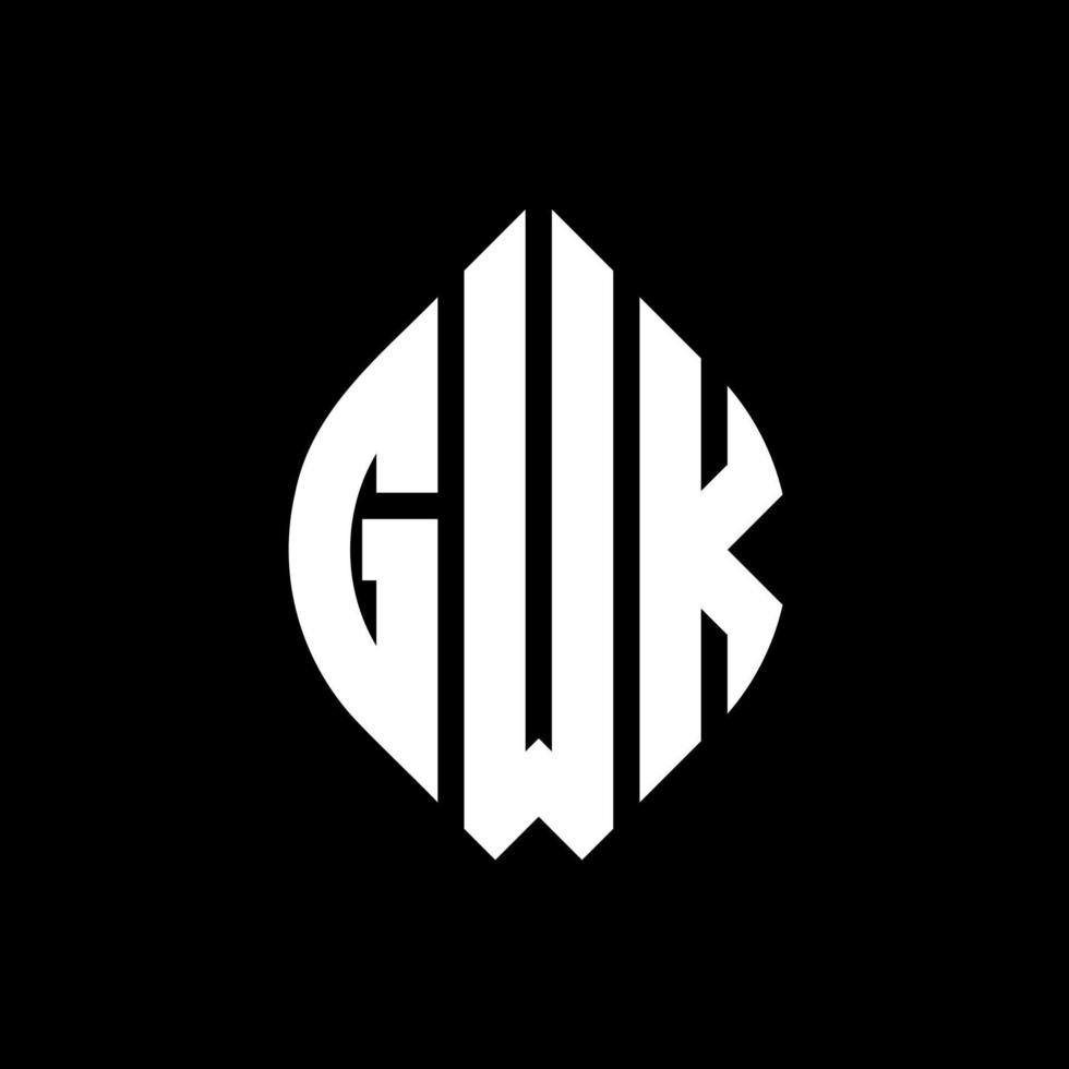 diseño de logotipo de letra de círculo gwk con forma de círculo y elipse. gwk elipse letras con estilo tipográfico. las tres iniciales forman un logo circular. gwk círculo emblema resumen monograma letra marca vector. vector