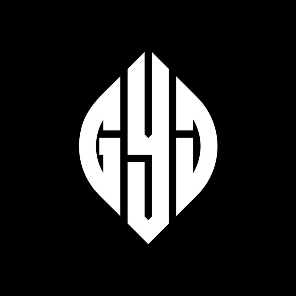 GYJ circle letter logo design with circle and ellipse shape. GYJ ellipse letters with typographic style. The three initials form a circle logo. GYJ Circle Emblem Abstract Monogram Letter Mark Vector. vector
