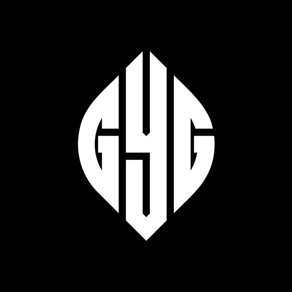 GYG circle letter logo design with circle and ellipse shape. GYG ellipse letters with typographic style. The three initials form a circle logo. GYG Circle Emblem Abstract Monogram Letter Mark Vector. vector
