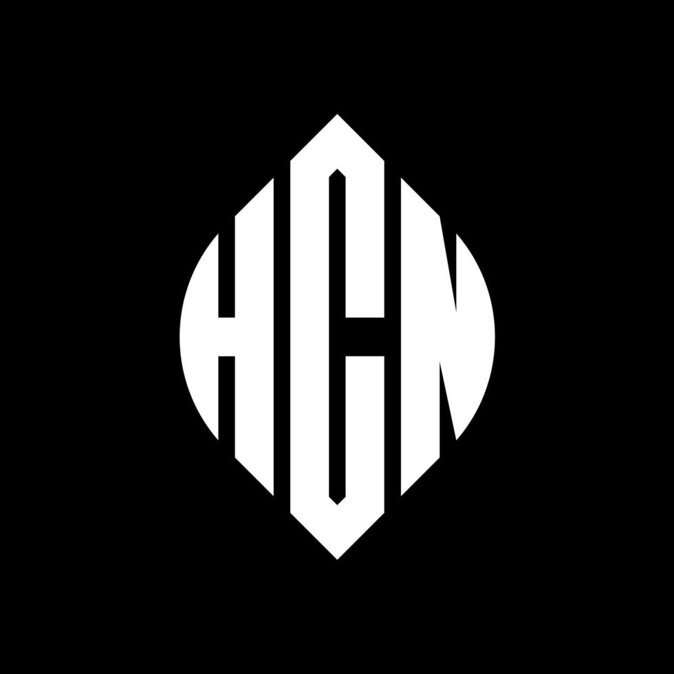 diseño de logotipo de letra de círculo hcn con forma de círculo y elipse. hcn letras elipses con estilo tipográfico. las tres iniciales forman un logo circular. vector de marca de letra de monograma abstracto del emblema del círculo hcn.