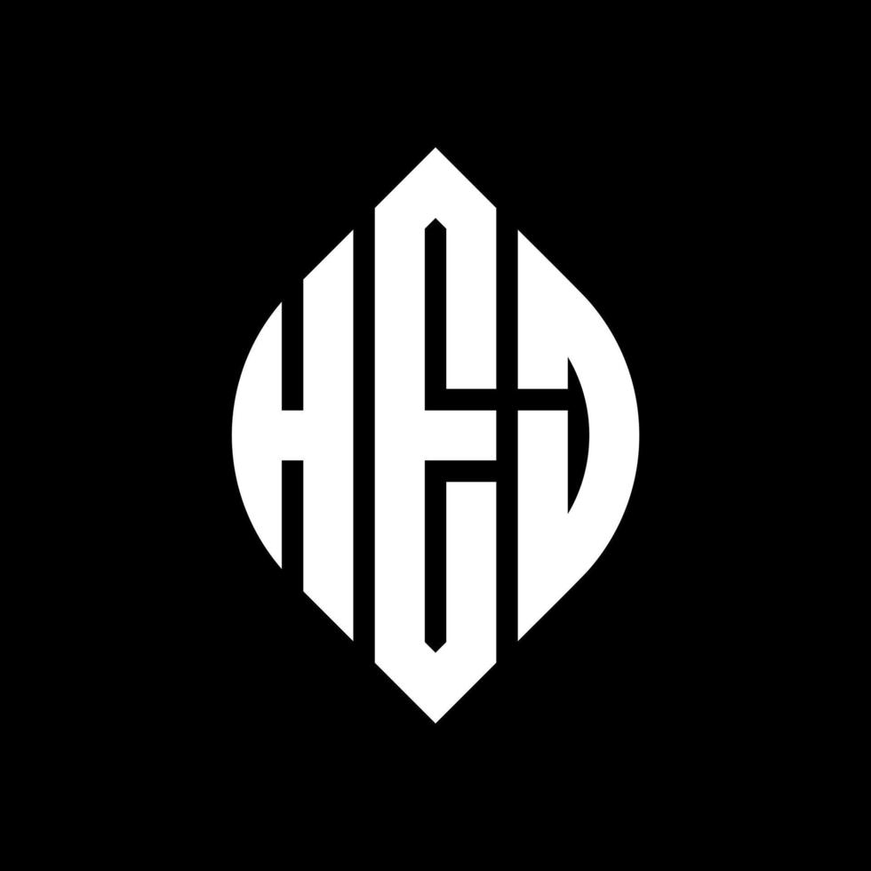 HEJ circle letter logo design with circle and ellipse shape. HEJ ellipse letters with typographic style. The three initials form a circle logo. HEJ Circle Emblem Abstract Monogram Letter Mark Vector. vector