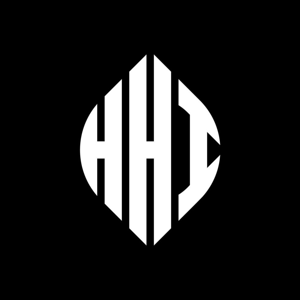 HHI circle letter logo design with circle and ellipse shape. HHI ellipse letters with typographic style. The three initials form a circle logo. HHI Circle Emblem Abstract Monogram Letter Mark Vector. vector