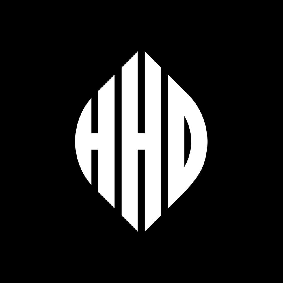 HHD circle letter logo design with circle and ellipse shape. HHD ellipse letters with typographic style. The three initials form a circle logo. HHD Circle Emblem Abstract Monogram Letter Mark Vector. vector