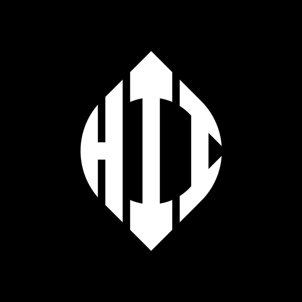 HII circle letter logo design with circle and ellipse shape. HII ellipse letters with typographic style. The three initials form a circle logo. HII Circle Emblem Abstract Monogram Letter Mark Vector. vector