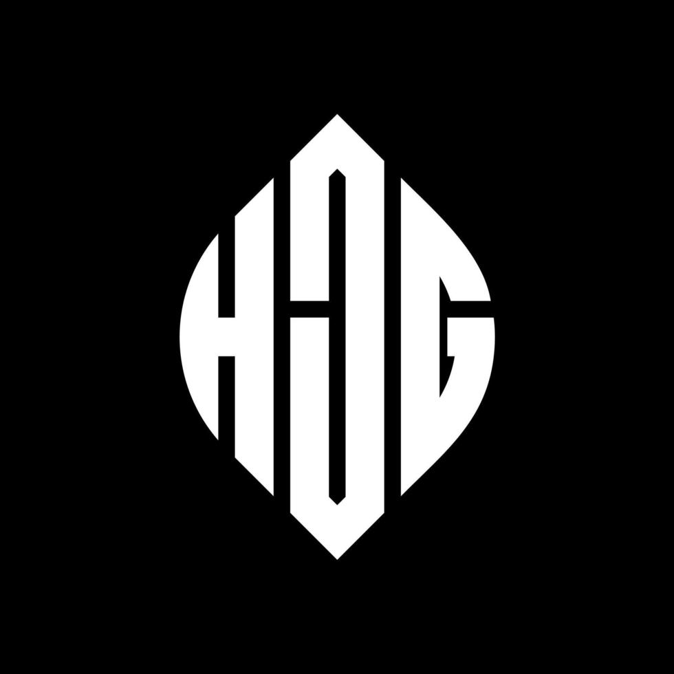 HJG circle letter logo design with circle and ellipse shape. HJG ellipse letters with typographic style. The three initials form a circle logo. HJG Circle Emblem Abstract Monogram Letter Mark Vector. vector