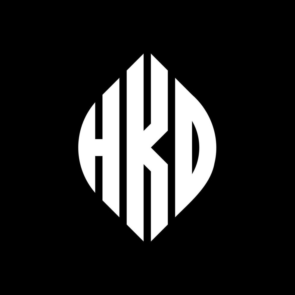 diseño de logotipo de letra de círculo hkd con forma de círculo y elipse. letras de elipse hkd con estilo tipográfico. las tres iniciales forman un logo circular. vector de marca de letra de monograma abstracto del emblema del círculo hkd.