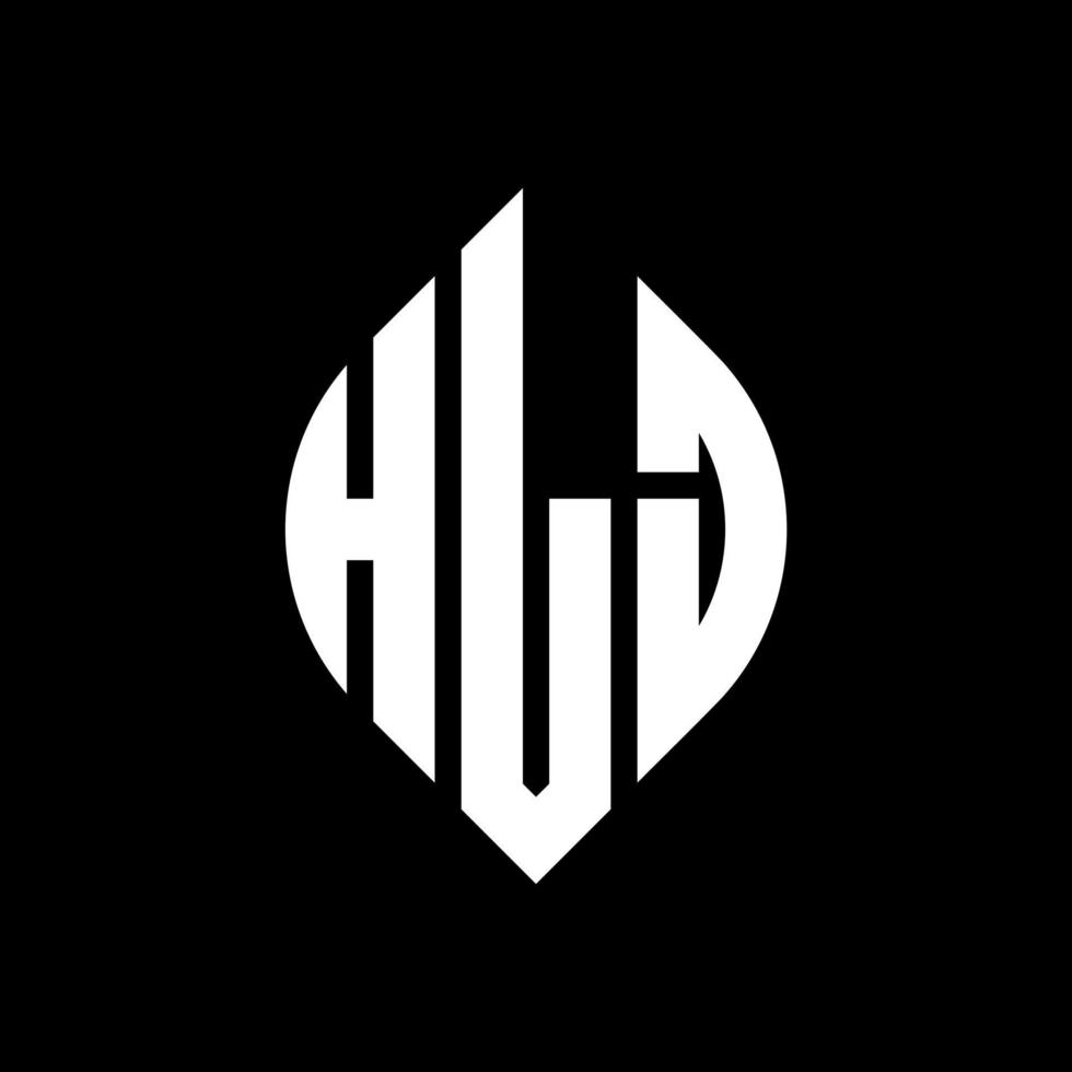 HLJ circle letter logo design with circle and ellipse shape. HLJ ellipse letters with typographic style. The three initials form a circle logo. HLJ Circle Emblem Abstract Monogram Letter Mark Vector. vector
