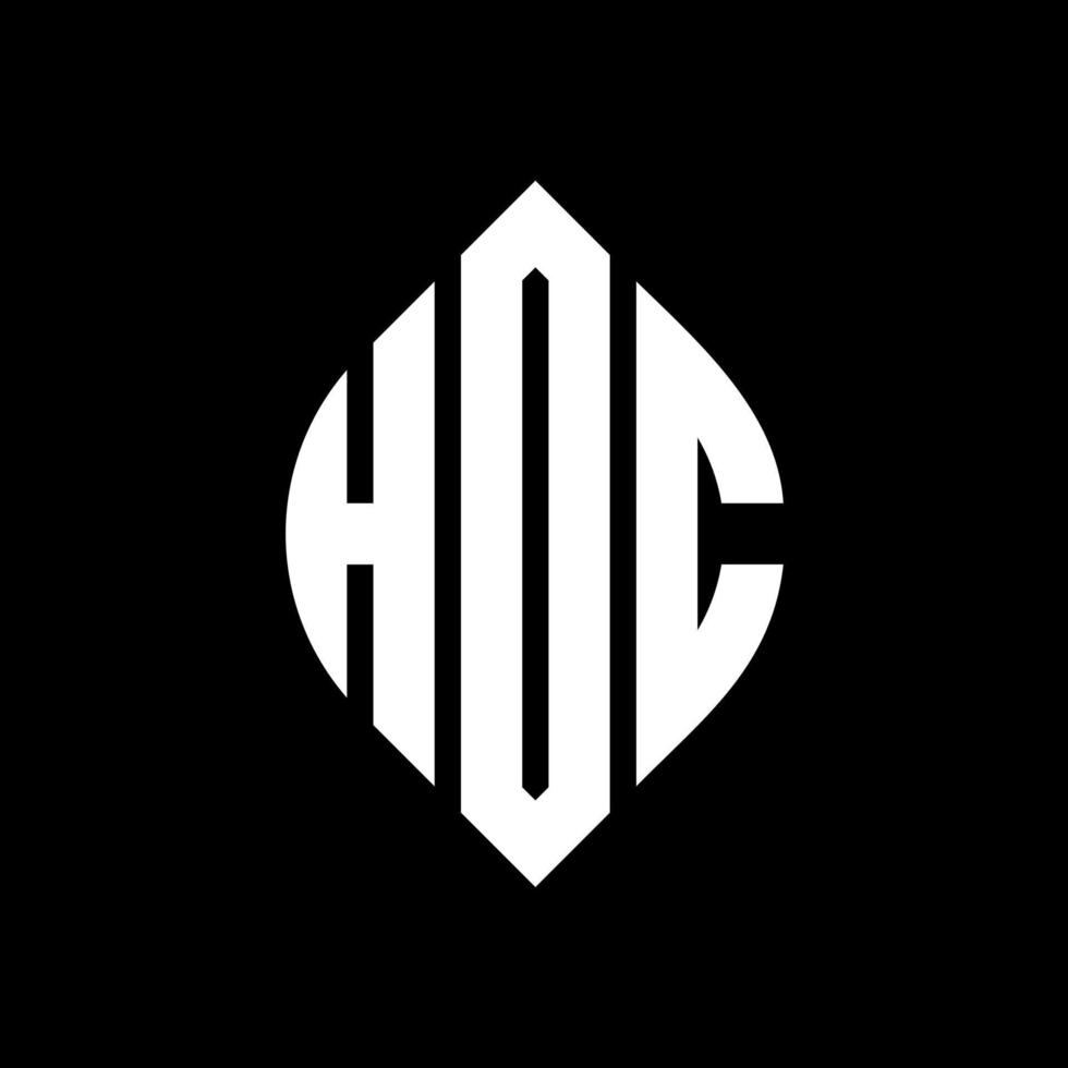 HOC circle letter logo design with circle and ellipse shape. HOC ellipse letters with typographic style. The three initials form a circle logo. HOC Circle Emblem Abstract Monogram Letter Mark Vector. vector