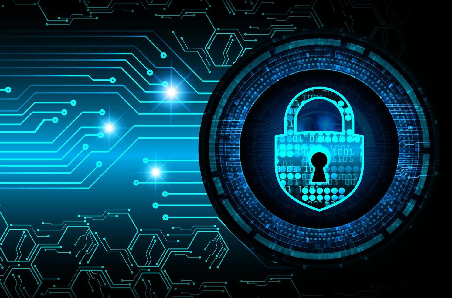 Closed Padlock on digital background, cyber security vector
