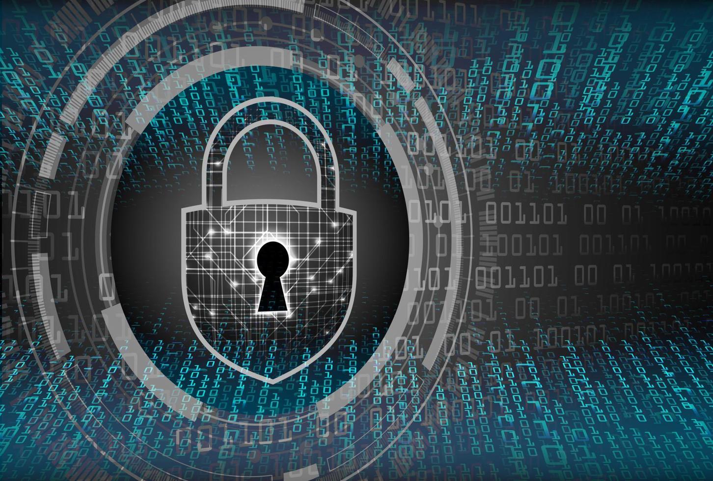 Closed Padlock on digital background, cyber security vector