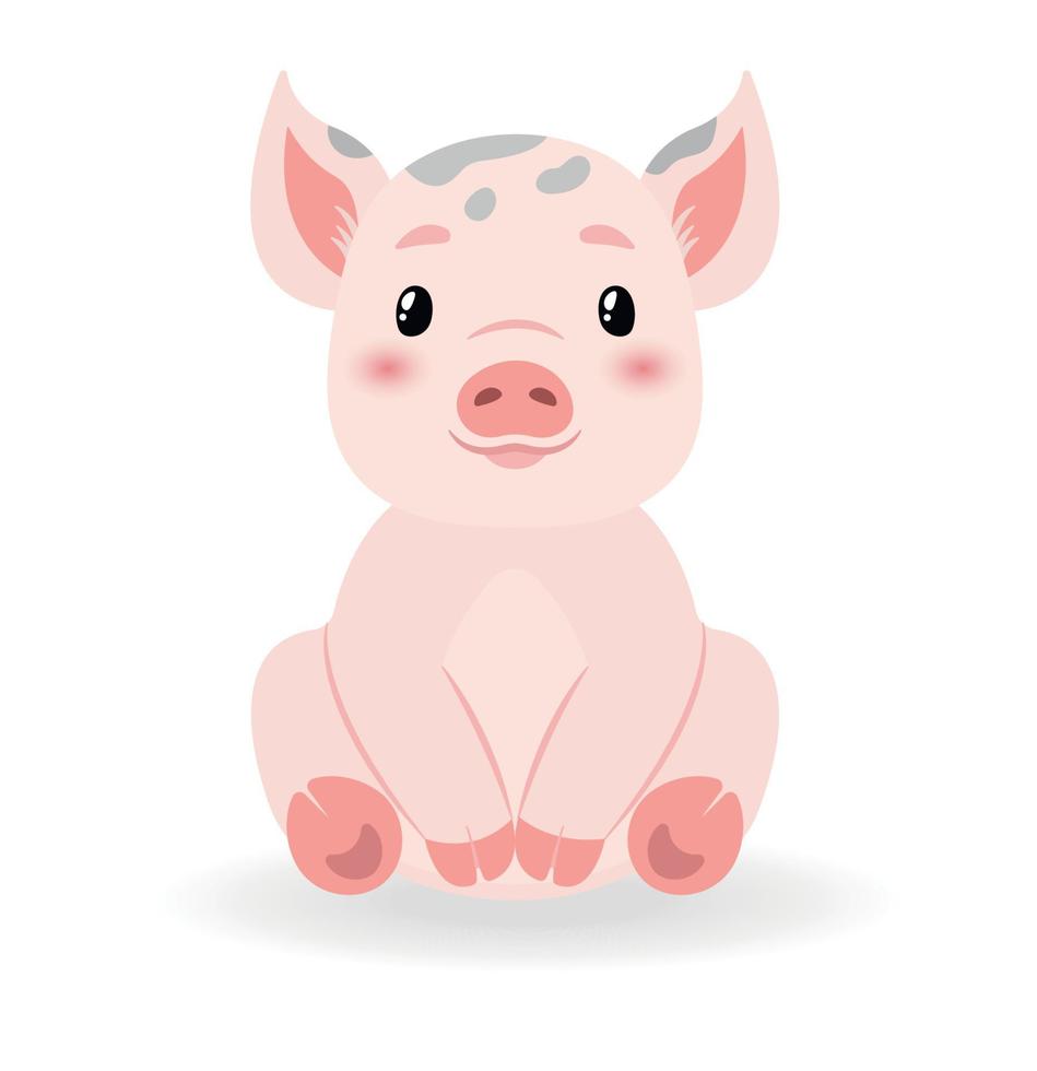 lindo bebé cerdo pequeño personaje para niños. ilustración vectorial plana vector