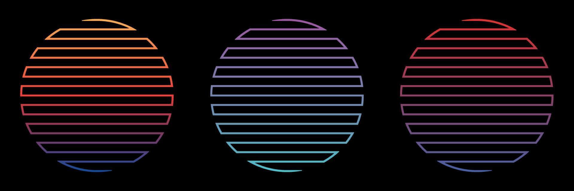 Linear light circle shape vector set