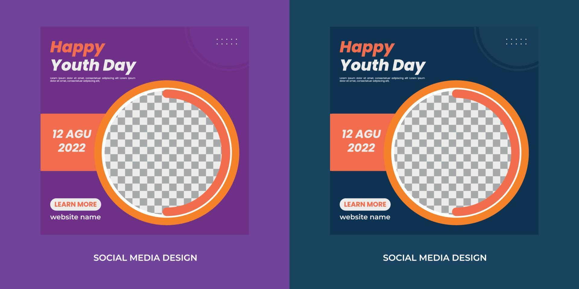 International Happy Youth Day Social Media Post Template vector