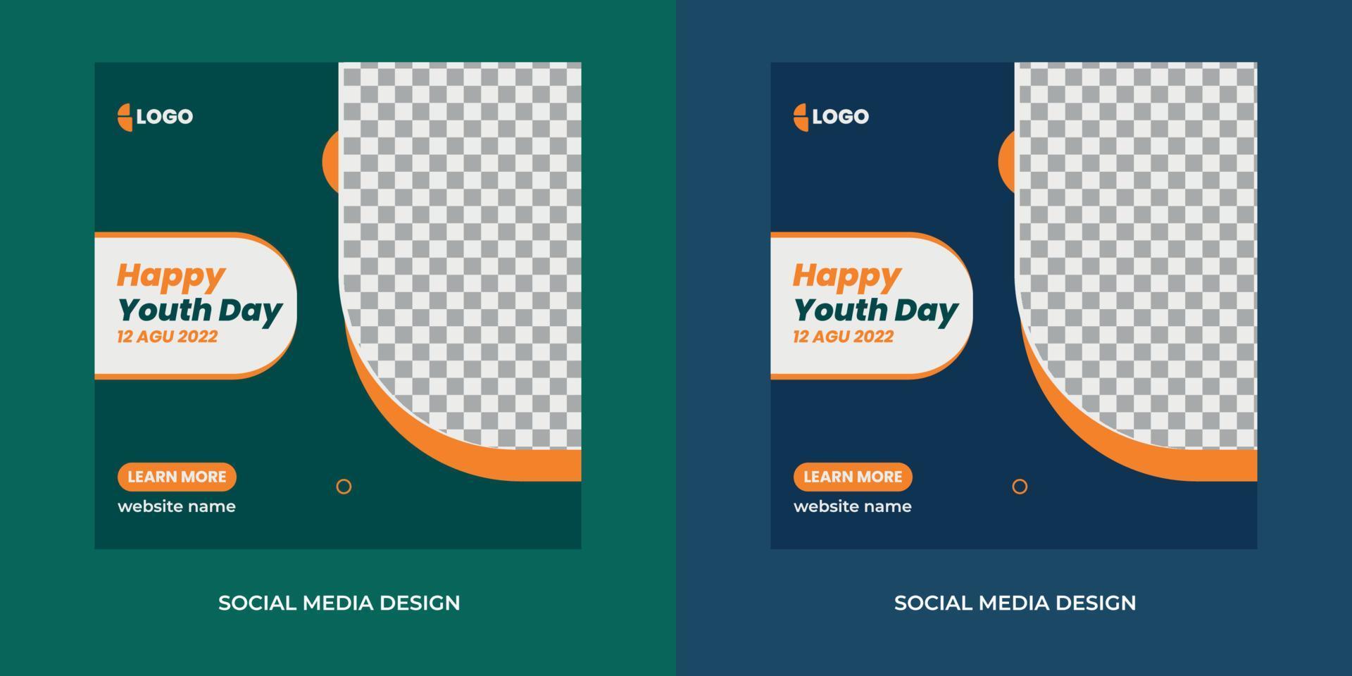 International Happy Youth Day Social Media Post Template vector