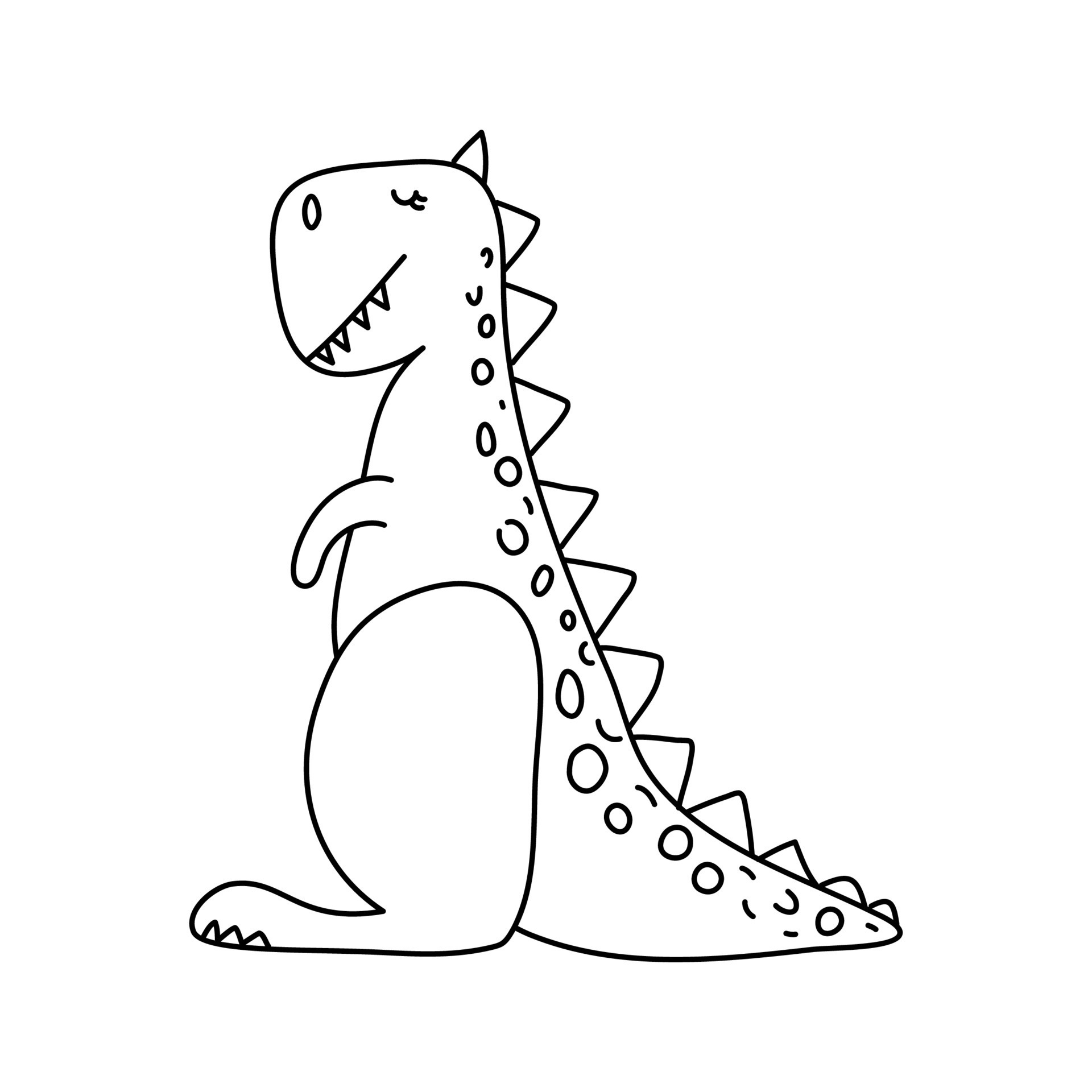 Vector Stylized cute monoline dinosaur Turannosaurus isolated on